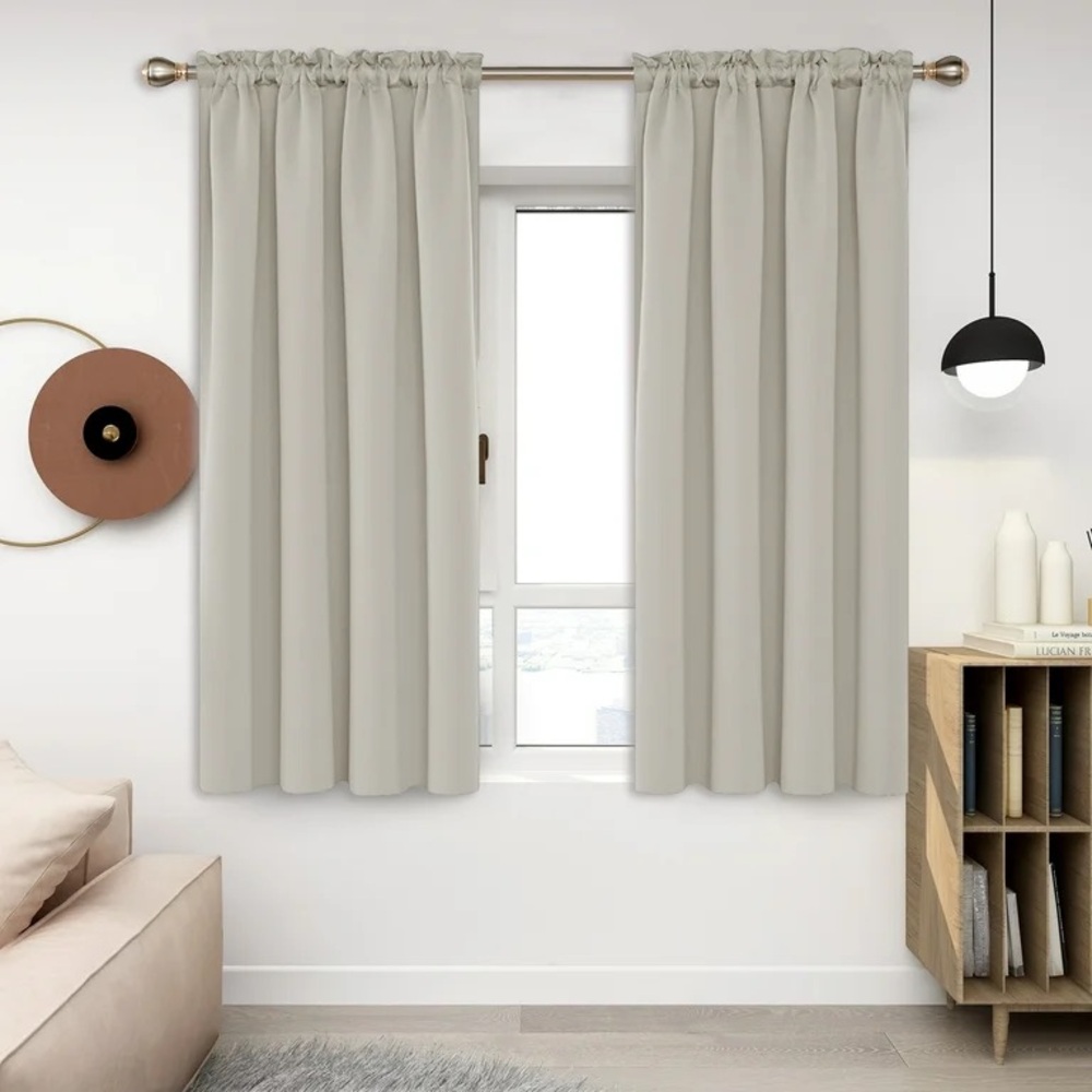 Deconovo Blackout Light Beige Curtains 52x54 Set of 2